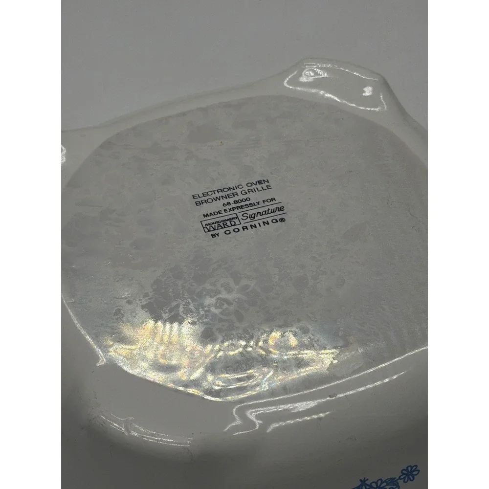 Corning Ware Cornflower Blue Floral‎ White Square Baking Dish Signature 68- 8000